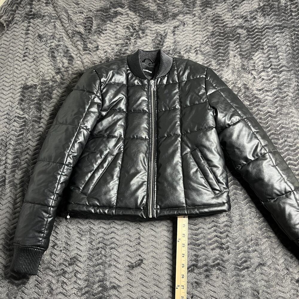 Express Leather Puffer Jacket black Size S